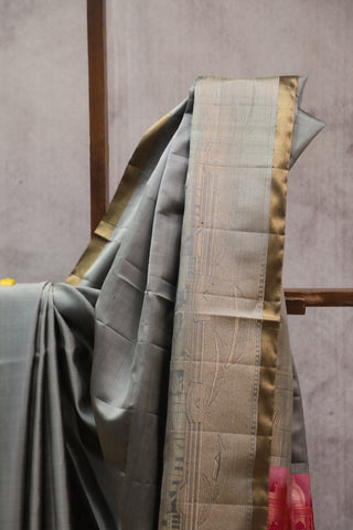 Grey Soft Silk Saree - SRGSSS275