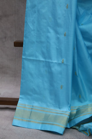 Sky  Blue Silk Paithani Saree - SRSBSPS451