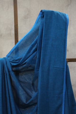 Peacock Blue Mulmul Cotton Saree-SRPBMCS126