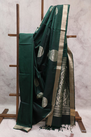 Dark Green Soft Silk Saree - SRDGSSS276