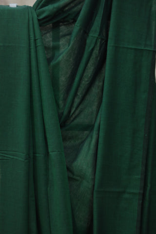 Dark Green Mulmul Cotton Saree-SRDGMCS124