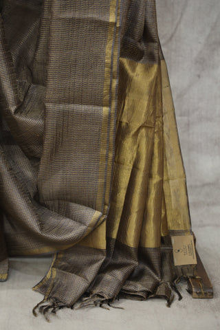 Grey Tussar Silk Saree - SRGTSS969