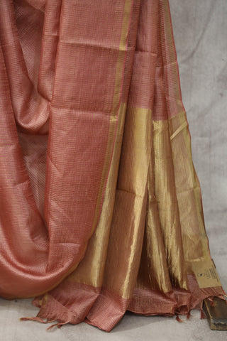 Peach Tussar Silk Saree - SRPTSS970