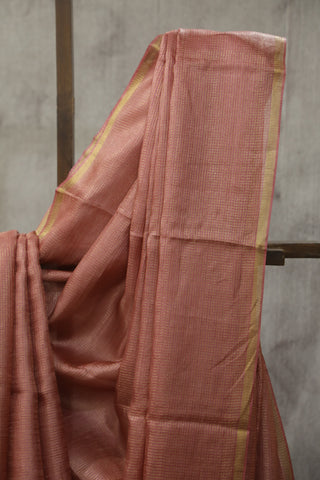 Peach Tussar Silk Saree - SRPTSS970