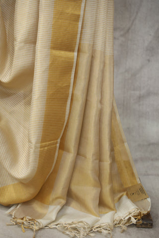 Beige-Gold Tussar Silk Saree - SRBGTSS963