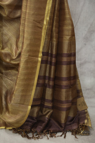 Two Tone Brown Tussar Silk Saree - SRTTBTSS974