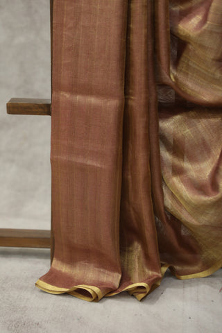 Two Tone Burgundy Tussar Silk Saree - SRTTBTSS973