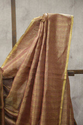 Two Tone Burgundy Tussar Silk Saree - SRTTBTSS973