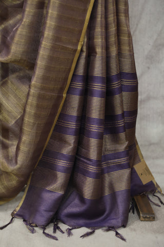 Two Tone Purple Tussar Silk Saree - SRTTPTSS965