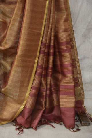 Two Tone Wine Tussar Silk Saree - SRTTPTSS968