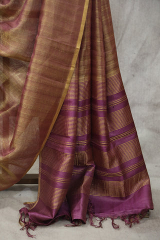 Two Tone Purple Tussar Silk Saree - SRTTPTSS962