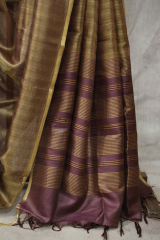 Two Tone Purple Tussar Silk Saree - SRTTPTSS975