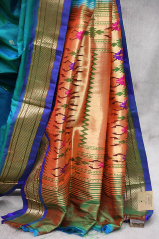 Turquoise Blue Silk Paithani Saree - SRTTGSPS485