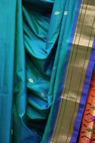 Turquoise Blue Silk Paithani Saree - SRTTGSPS485