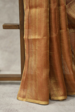 Two Tone Peach Tussar Silk Saree - SRTTPTSS961