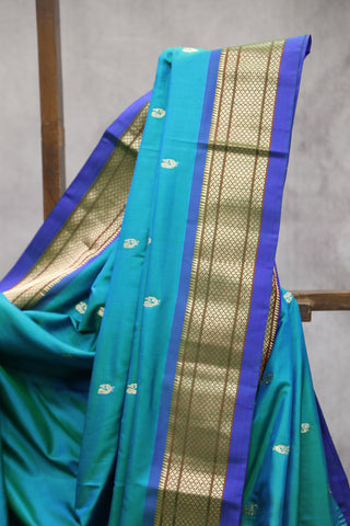 Turquoise Blue Silk Paithani Saree - SRTTGSPS485