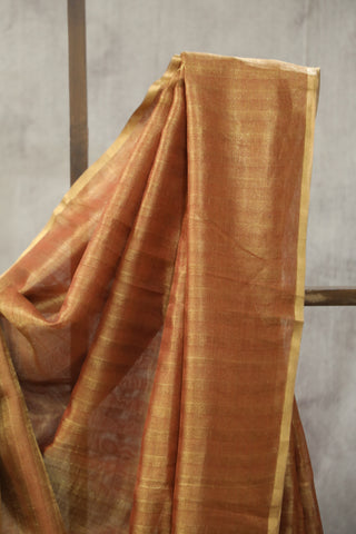 Two Tone Peach Tussar Silk Saree - SRTTPTSS961