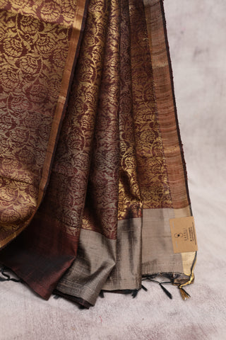 Dark Olive Raw Silk Saree-SRDORSS235