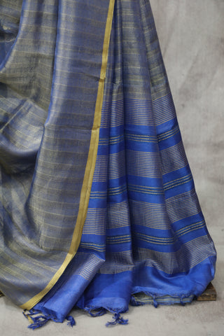 Two Tone Blue Tussar Silk Saree - SRTTBTSS982