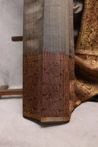 Dark Olive Raw Silk Saree-SRDORSS235