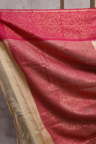 Cream Raw Silk Saree-SRCRSS261