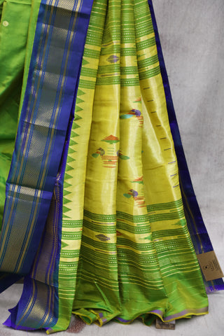 Grass Green Silk Paithani Saree - SRGGSPS496