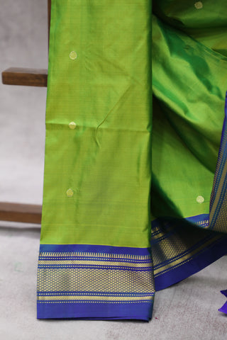 Grass Green Silk Paithani Saree - SRGGSPS496