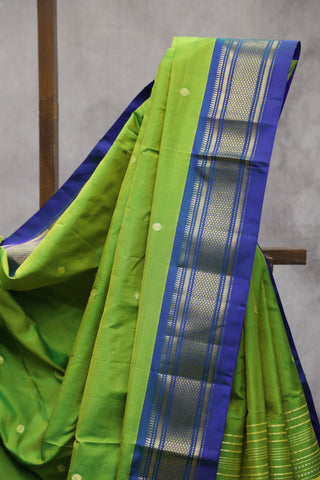 Grass Green Silk Paithani Saree - SRGGSPS496