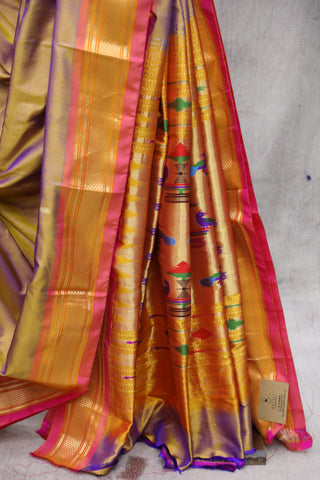 Two Tone Purple Silk Paithani Saree - SRTTPSPS495