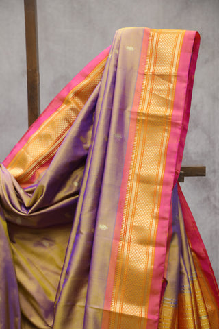 Two Tone Purple Silk Paithani Saree - SRTTPSPS495