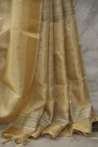 Yellow Sequin Tissue Tussar Silk Saree - SRYSTTSS217