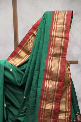 Dark Green Silk Paithani Saree - SRDGSPS498