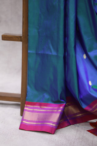 Peacock Blue Silk Paithani Saree - SRPBSPS497