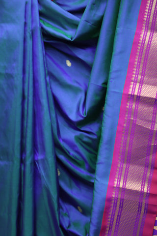 Peacock Blue Silk Paithani Saree - SRPBSPS497