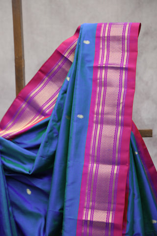 Peacock Blue Silk Paithani Saree - SRPBSPS497