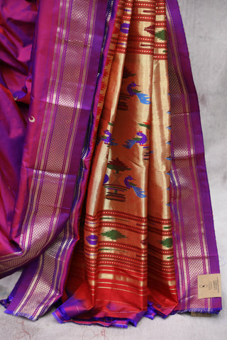 Two Tone Magenta Silk Paithani Saree - SRTTMSPS500