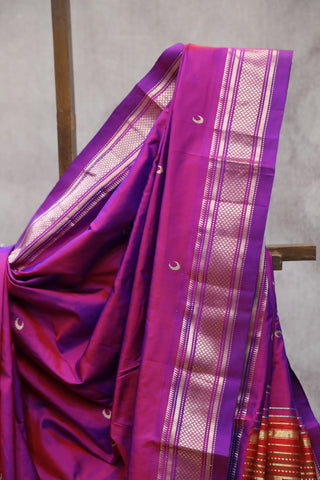 Two Tone Magenta Silk Paithani Saree - SRTTMSPS500