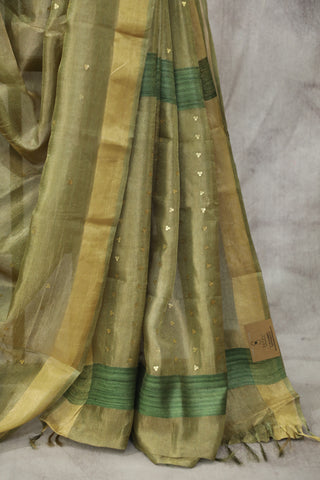 Green Sequin Tissue Tussar Silk Saree - SRGSTTSS221