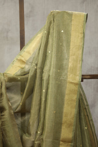 Green Sequin Tissue Tussar Silk Saree - SRGSTTSS221