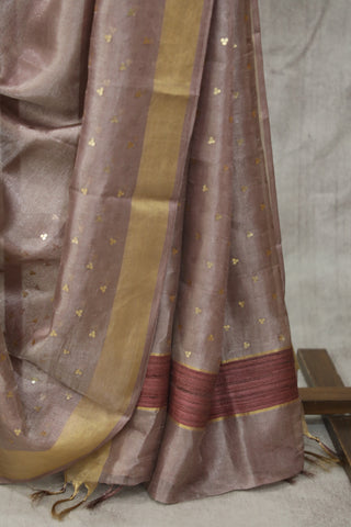 Mauve Sequin Tissue Tussar Silk Saree - SRMSTTSS215