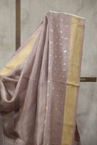 Mauve Sequin Tissue Tussar Silk Saree - SRMSTTSS215