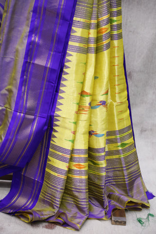 Two Tone Blue Silk Paithani Saree - SRTTBSPS501