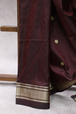 Dark Brown Silk Paithani Saree - SRDBSPS504