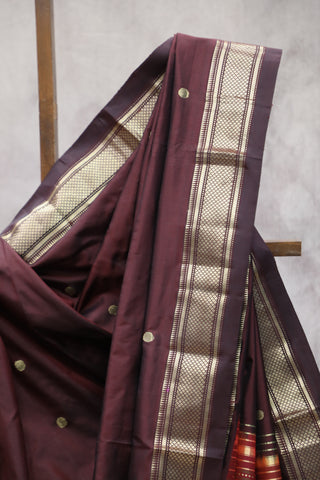 Dark Brown Silk Paithani Saree - SRDBSPS504