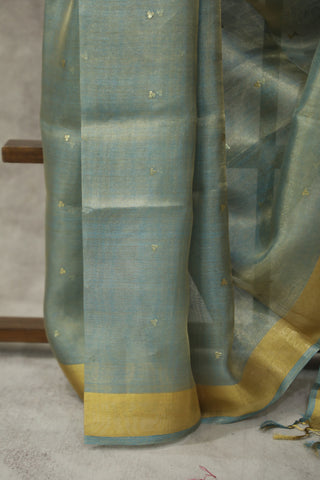 Blue Sequin Tissue Tussar Silk Saree - SRBSTTSS239