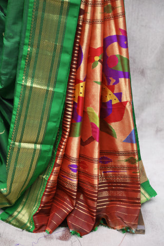 Green Silk Paithani Saree - SRGSPS492