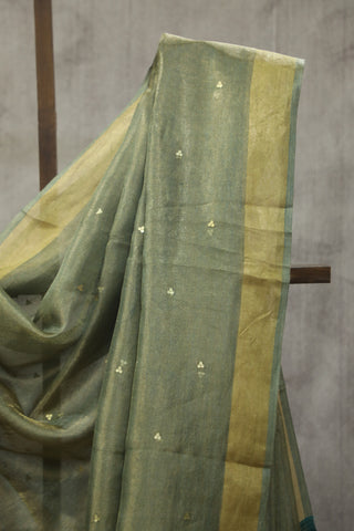 Green Sequin Tissue Tussar Silk Saree - SRGSTTSS238