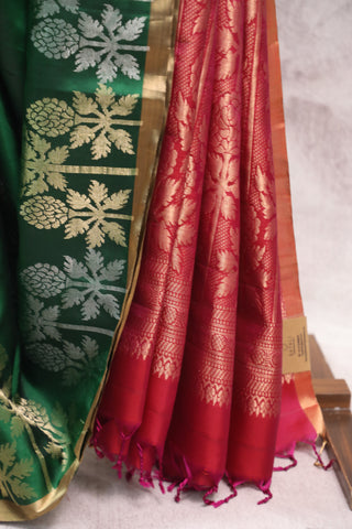 Dark Green Soft Silk Saree - SRDGSSS243