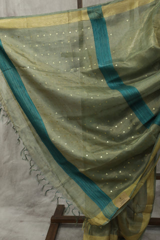 Green Sequin Tissue Tussar Silk Saree - SRGSTTSS238