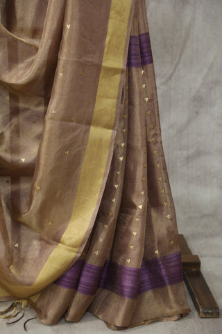 Purple Sequin Tissue Tussar Silk Saree - SRPSTTSS237